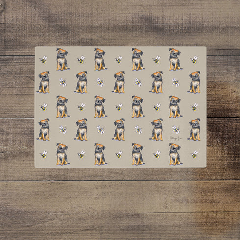Border Terrier and Bee Glass Worktop Saver